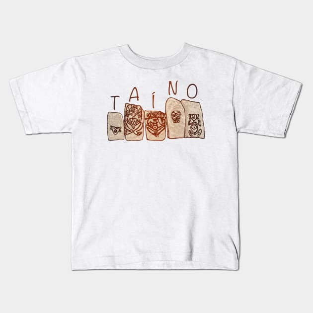 Puerto Rico Taino Rock Symbols Kids T-Shirt by SoLunAgua